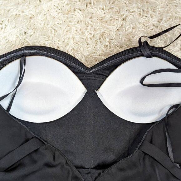 La Femme Strapless Sheer Formal Dress With Romper and Sheer Skirt Black Size 2 - Picture 15 of 16